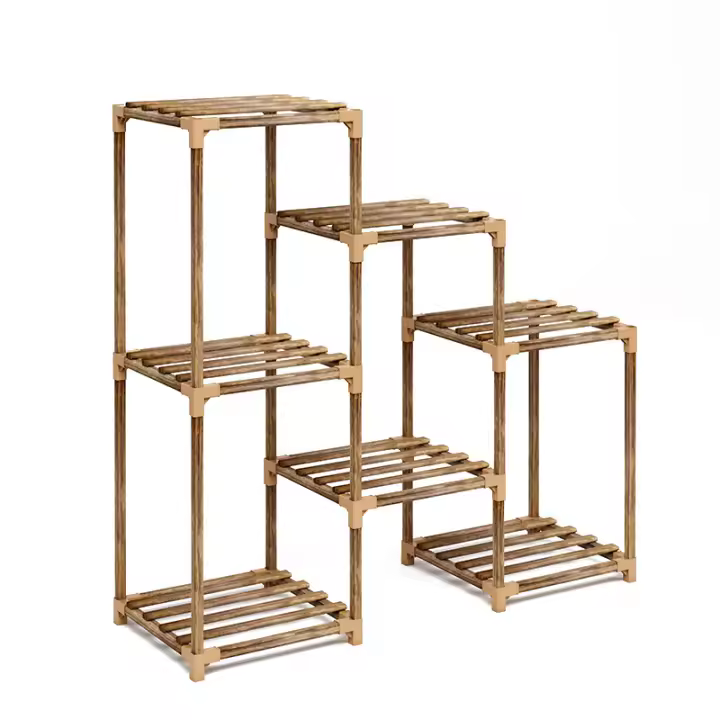 Soporte de plantas de madera para interiores y exteriores, estante de exhibición de plantas de escalera, estante de almacenamiento de plantas de balcón, soporte de estante de flores - 1