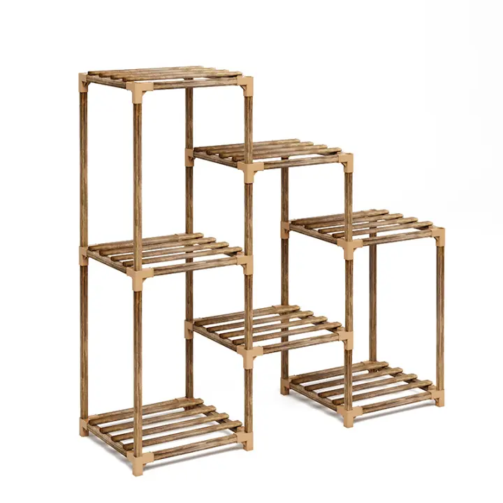 Soporte de plantas de madera para interiores y exteriores, estante de exhibición de plantas de escalera, estante de almacenamiento de plantas de balcón, soporte de estante de flores - 1
