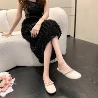 Baotou media zapatillas mujer desgaste exterior, verano nueva noche de hadas viento fondo plano sin tacón persona perezosa zapatos de un pie - details 4
