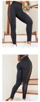 Body de gimnasio de cintura alta sin costuras para yoga Push Up para mujer, pantalones deportivos de entrenamiento para correr de malla negra - details 5