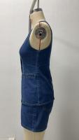 2025 Primavera/Verano Nueva moda Sin mangas Cintura alta, Conjunto de pantalones cortos de vaquero sueltos - details 7