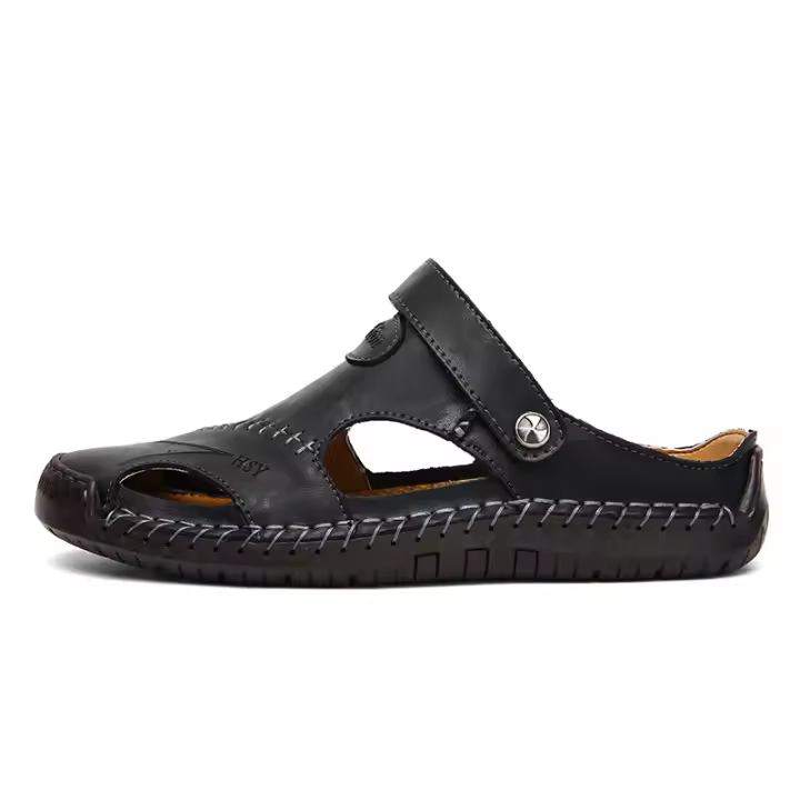 Sandalias de verano para hombre, zapatos informales de cuero genuino para hombre, sandalias de cuero para exteriores para hombre, zapatos de playa, zapatos romanos para hombre - 1