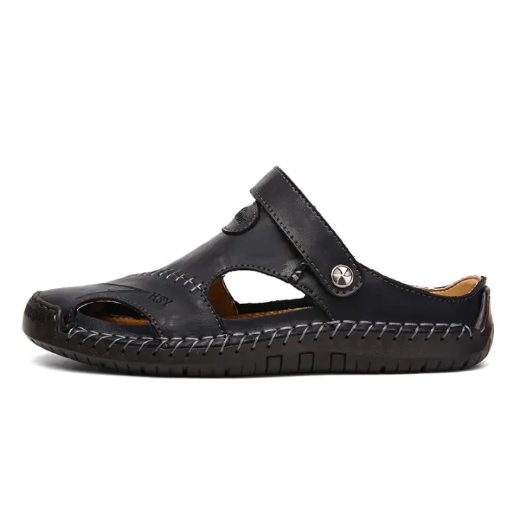 Sandalias de verano para hombre, zapatos informales de cuero genuino para hombre, sandalias de cuero para exteriores para hombre, zapatos de playa, zapatos romanos para hombre - 1