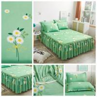 Juego De 3 piezas De Falda De Cama De Macramé, Juego De Cama Antideslizante Universal Con Estampado De Flore - details 3