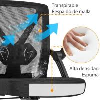 Silla de Oficina Silla de Trabajo con Reposabrazo Silla Ajustable Silla Ergonómica Silla Negra Altura Ajustable Malla Carga 136 KG Silla de Despacho Estudio - details 7