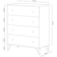 Comoda con 4 Cajones, para Dormitorio, Modelo Dulce, Acabado en Color Blanco Artik, Medidas: 77,5 cm (Ancho) x 95 cm (Alto) x 40 cm (Fondo) - details 2