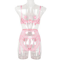 Conjunto de Sujetador Transparente con Borlas de Cuatro Piezas Lencería Sexy para Mujeres - details 9