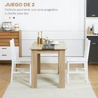 Juego de 2 Sillas de Comedor Blancas Silla de Cocina con Resalto de Listones - details 3