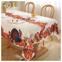 Mantel de mesa de calabaza de pavo divertido, cubierta de mesa rectangular, decoración para cena de Acción de Gracias y Navidad - details 4