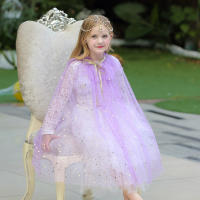 Girl Costume Children Elegant Dress Cape Kids Christmas Halloween Party Supply Girl Tulle Cloak Elsa Rapunzel Cosplay Accessory - details 16