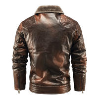 Abrigo de lana para hombre para mantener el calor, Tops con cuello extraíble a la moda, chaqueta de cuero con solapa sólida gruesa y holgada para exteriores, invierno - details 4