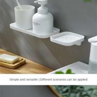 Canal de drenaje para baño, pequeños accesorios blancos, estante de baño montado en la pared no perforado, escape de productos de lavado - details 10