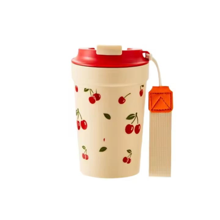 Botella de agua de plástico portátil con cuerda sellada, vaso resistente al frío y al calor para leche y café, 350/400Ml - 1