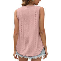 BUNO-2025 Novedad de verano, camisas para mujer, cuello redondo, sin mangas, Color sólido, camisetas sin mangas informales holgadas, blusas blancas para fiesta en la playa, camisas para mujer - details 28