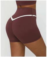Pantalones cortos de yoga en forma de V con parte inferior deportiva de entrenamiento con cintura cruzada y contraste de color Fiess para mujer - details 10