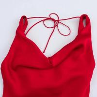 Elegante Vestido Rojo sin Mangas 2025 Cuello Redondo, Detalle de Lazo en la Espalda, Silueta Larga y Fluyente - details 3