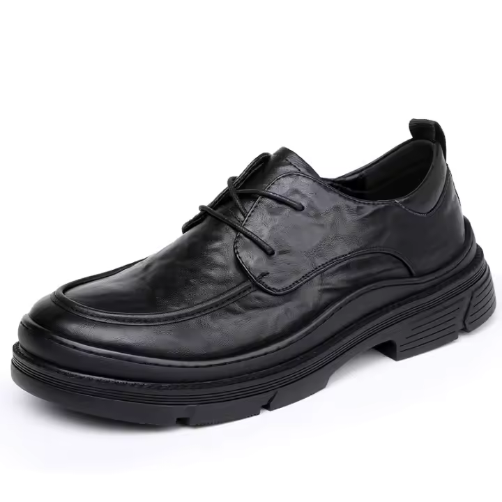 Zapatos casuales de vestir con suela gruesa, versátiles, transpirables, de tendencia, con puntera ancha y ancho de pie grande. - 1