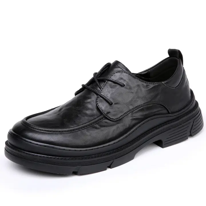 Zapatos casuales de vestir con suela gruesa, versátiles, transpirables, de tendencia, con puntera ancha y ancho de pie grande. - 1