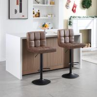 Taburete de Bar Estilo Vintage Regulable en Altura y Giratorio Cuero Sintético Marrón Oscuro para Bar Cocina Salón Dormitorio - details 4