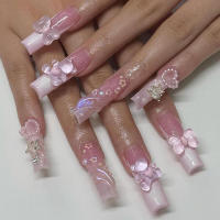 Mujeres falsas ultralargas, decoración de diamantes de imitación, uñas artificiales de resina para la vida diaria, uso diario - details 4
