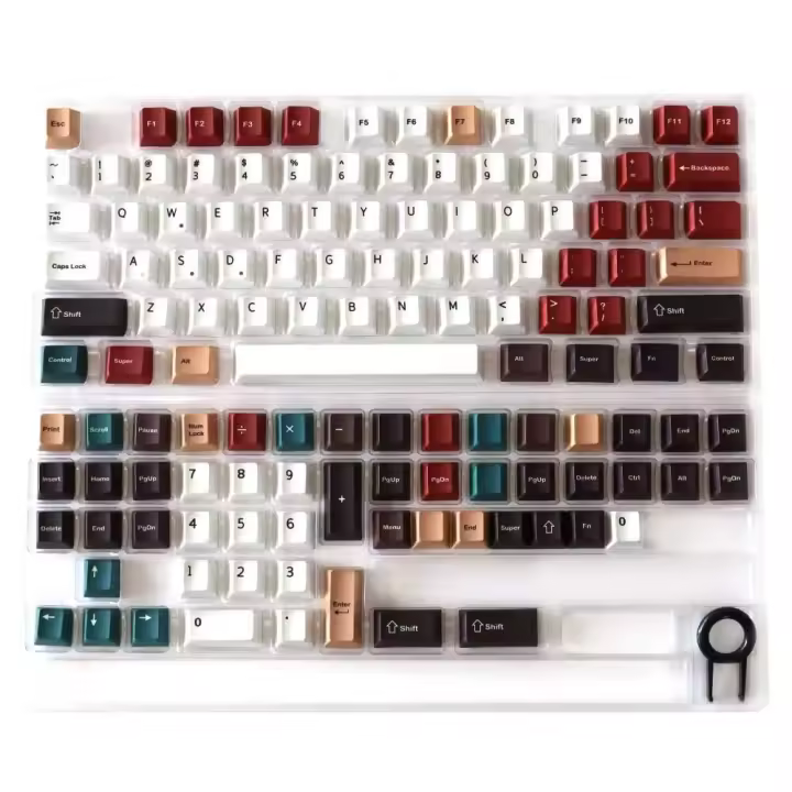Kecycaps R1 de luz mixta, Material PBT, 129 teclas, teclas de perfil de cereza con subtinte para teclado Nical con interruptor Mx 61/87/104/108 - 1