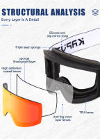 Kapvoe-gafas fotocromáticas de esquí, lentes rojas para Snowboard, deportes al aire libre, esquí de doble capa, antivaho - details 2