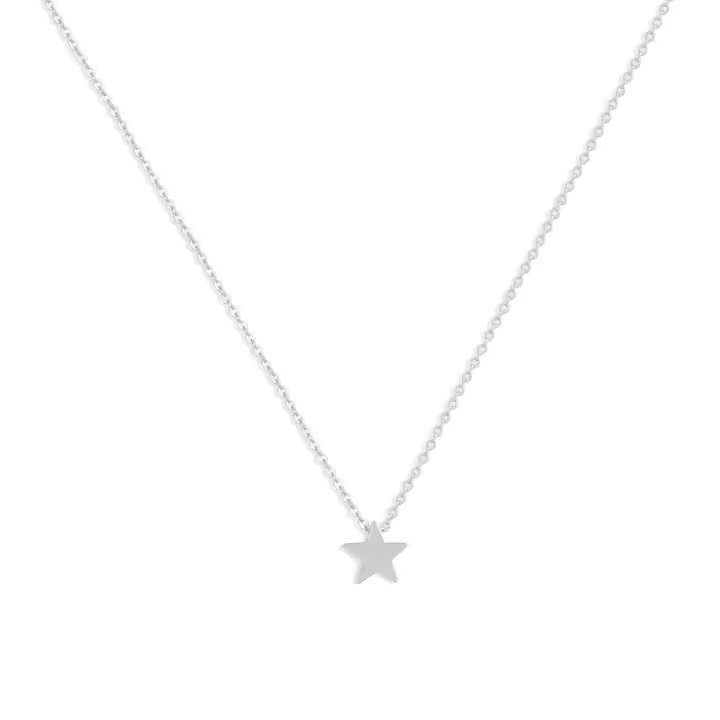 Collar de Pentagrama Plateado de Oro 18K Cadena de Clavícula de Estrella Perforada en Acero Inoxidable Versátil y Minimalista para Mujeres - 1