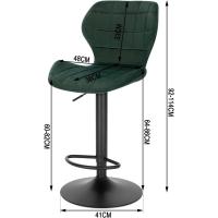 Silla de Comedor Giratoria de 360° Alto de Terciopelo con Resalto y Reposapiés Ajustable en Altura 60-82 cm Negro BH324sz-1 - details 11