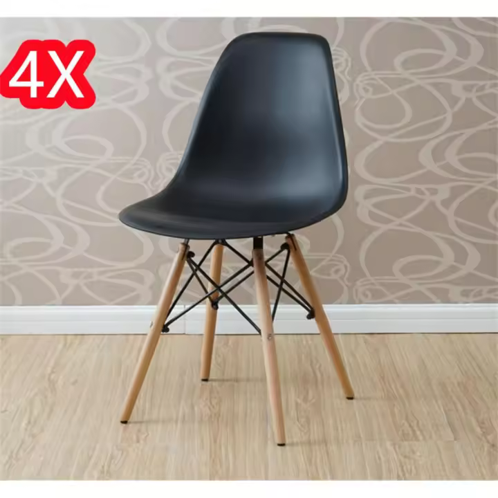 Juego de 4 sillas EMA INS con patas de madera, mueble estilo nórdico medieval, para escritorio, comedor, dormitorio, balcón o restaurante BAR hosteleria, OFICINA Mesa de comedor nórdica cocina,m - 1