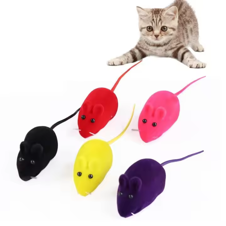 Mini juguetes interactivos para gatos, simulación de flocado, juguete para perseguir a los gatos, ratón vívido, juguete para masticar - 1