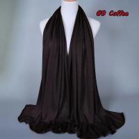 Hijab de algodón liso para mujer, chal largo y elástico, bufanda de red para el cuello, Sjaal musulmán, 35 colores, 180x80Cm - details 22