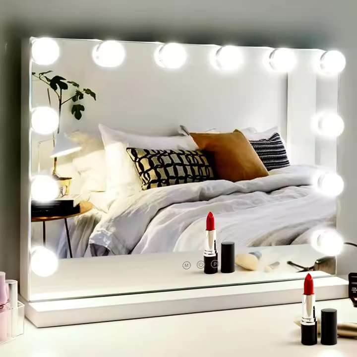 M MIVONDA Luces de tocador, maquillaje iluminado Espejo Hollywood Regulable 3 luces de color Bombillas LED Pared de escritorio, espejos con enchufe y - 1