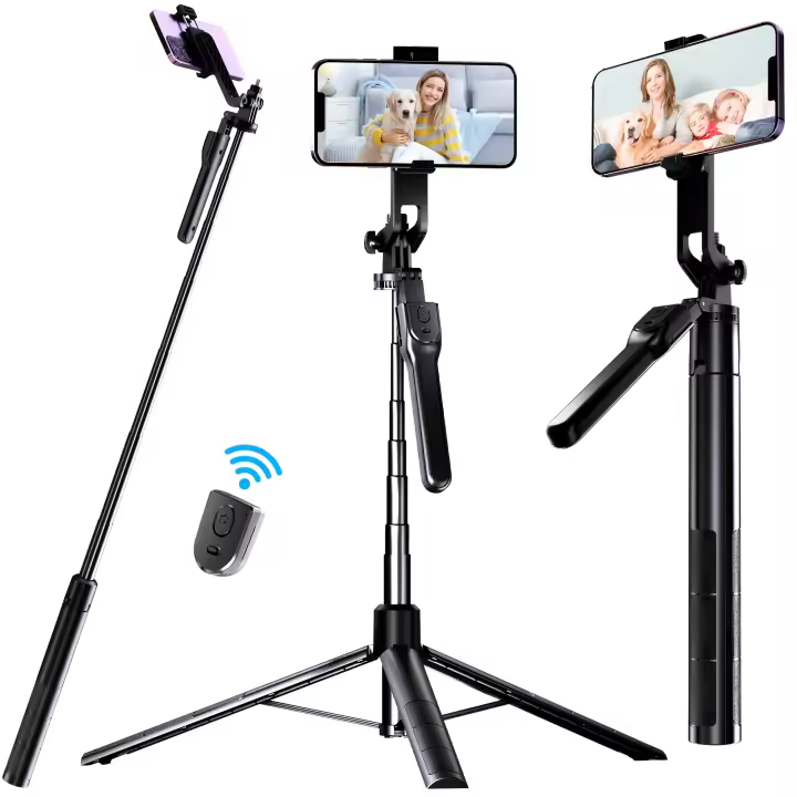 Trípode para Selfies de 1 Pieza con Soporte sin varillas Multifuncional y Control Remoto, Ajustable para Fotografía en Vivo en Casa o al Aire Libre - 1