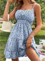 Vestido de verano de hada floral francesa con abanico de hoja de loto altamente sensual - details 8