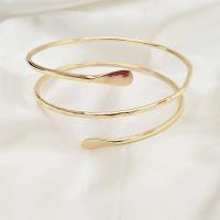 Pulsera superior con forma de espiral de remolino de bobina de Metal, brazalete de brazo Simple a la moda, brazalete ajustable para mujer y niña - details 3