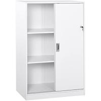 Armario de Oficina Práctico con 2 Puertas Correderas Llaves y 3 Estantes para Despacho Estudio 80x40x120 cm Blanco - details 0