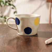 Taza de lunares de color cerámico Vintage, taza de café para el hogar, arcilla japonesa simple ins, pintada a mano, nórdica - details 6