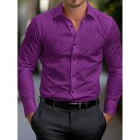 Camisa de traje rosa negro blanco casual al aire libre color sólido rayas cómodo solapa suave tops de hombre Oficina de talla grande 2024 - details 4