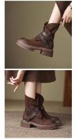 Botas Martin 2025 nuevo otoño hueco Maillard botas de tubo medio botas vaqueras occidentales botas de mujer retro cremallera lateral - details 7
