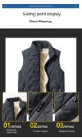 Chaleco de algodón para hombre, chaqueta informal multifuncional de talla grande, top cálido sin mangas con cuello levantado, moda de otoño e invierno - details 4