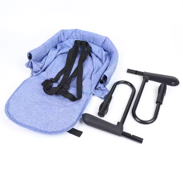 Accesorios de silla alta, asiento portátil para alimentación de bebé, silla con gancho y bolsa de almacenamiento trasera, sillas altas de comedor para bebés (azul) - 1