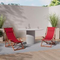 Plegable Madera de Acacia Carga 160KG Silla Jardín Playa Transpirable Ajustable Rojo - details 1