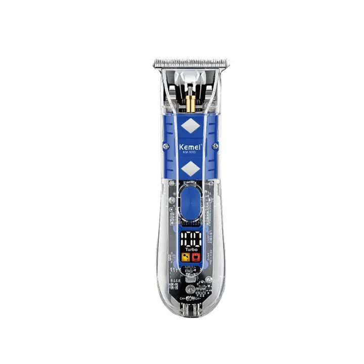 Kemei-cortadora de pelo inalámbrica para hombre, máquina de corte de pelo con cubierta transparente, recargable, con pantalla LCD - 1