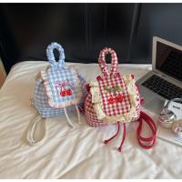 Mochila multifuncional de estilo coreano con encaje a cuadros, mochila de viaje con cerezas, bolso para libros, bolso de hombro con lazo de gran capacidad para verano - details 22