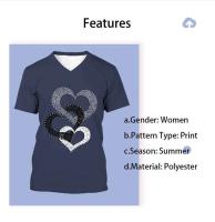 Moda Blusas Estampado de Flor 3D Camiseta de Cuello en V Talla Grande para Mujer - details 5
