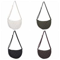 Bolso cruzado portátil a cuadros de Color sólido, correa ajustable acolchada, bolso de media luna, bolso de hombro de nailon acolchado que combina con todo, diario - details 1