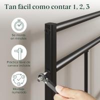 Elias 135x190 cm - Somier de Metal con cabecero - Altura 30 cm - Cama con somier de láminas de Metal - Fácil Montaje - Espacio de Almacenamiento Debajo de la Cama - Diseño Moderno - Negro - details 8