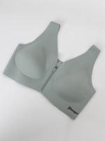 2 piezas Sujetadores Sin Costuras y Cómodos Push-Up para Mujeres - Cierre Frontal con Cremallera, Almohadillas Extraíbles, Mezcla de Nylon y Spandex, Estilo Deportivo, No Transparente - Azul Claro y Beige - details 13