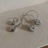 Pendientes con colgantes simples y modernos en forma de corazón para mujer, regalos navideños, pendientes retro de lujo de plata, góticos - details 2