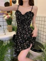 Vestido camisola floral francés Pure desire, temperamento femenino de verano, cintura dulce, Falda corta delgada de línea A, versátil - details 4